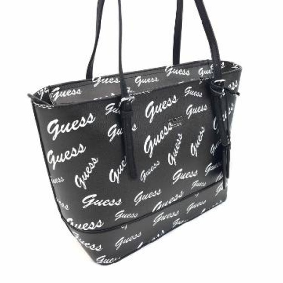 🆕 Guess Black with White Logo Chandler Bag - Picture 3 of 9